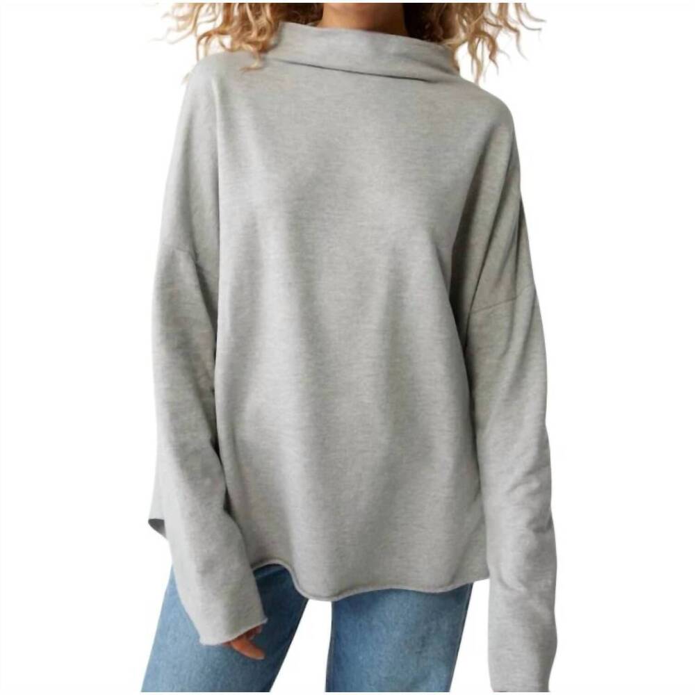 NEW MICHAEL STARS laurel mock neck top in heather grey